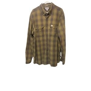 Carhartt Shirt Men XXLT Green Plaid Outdoor Relaxed Fit Y2K Button Workwear